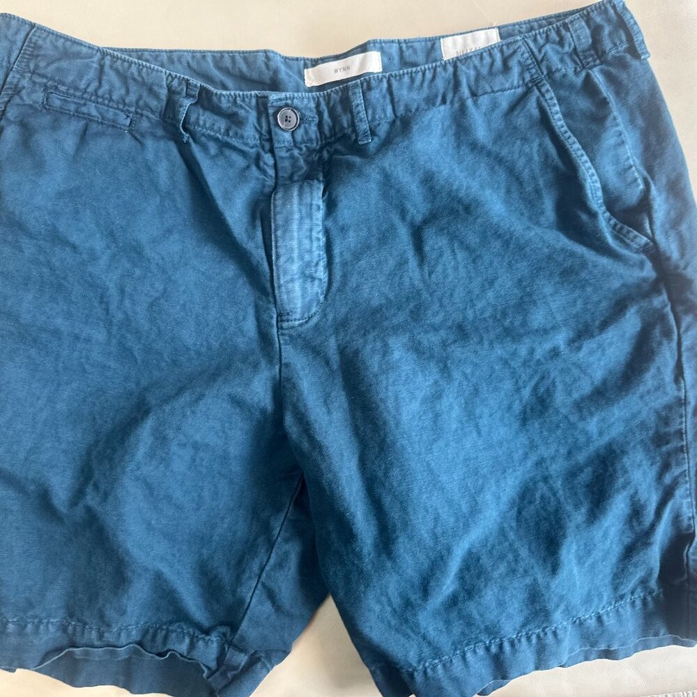Billy Reid Blue and Green Flat Front Shorts